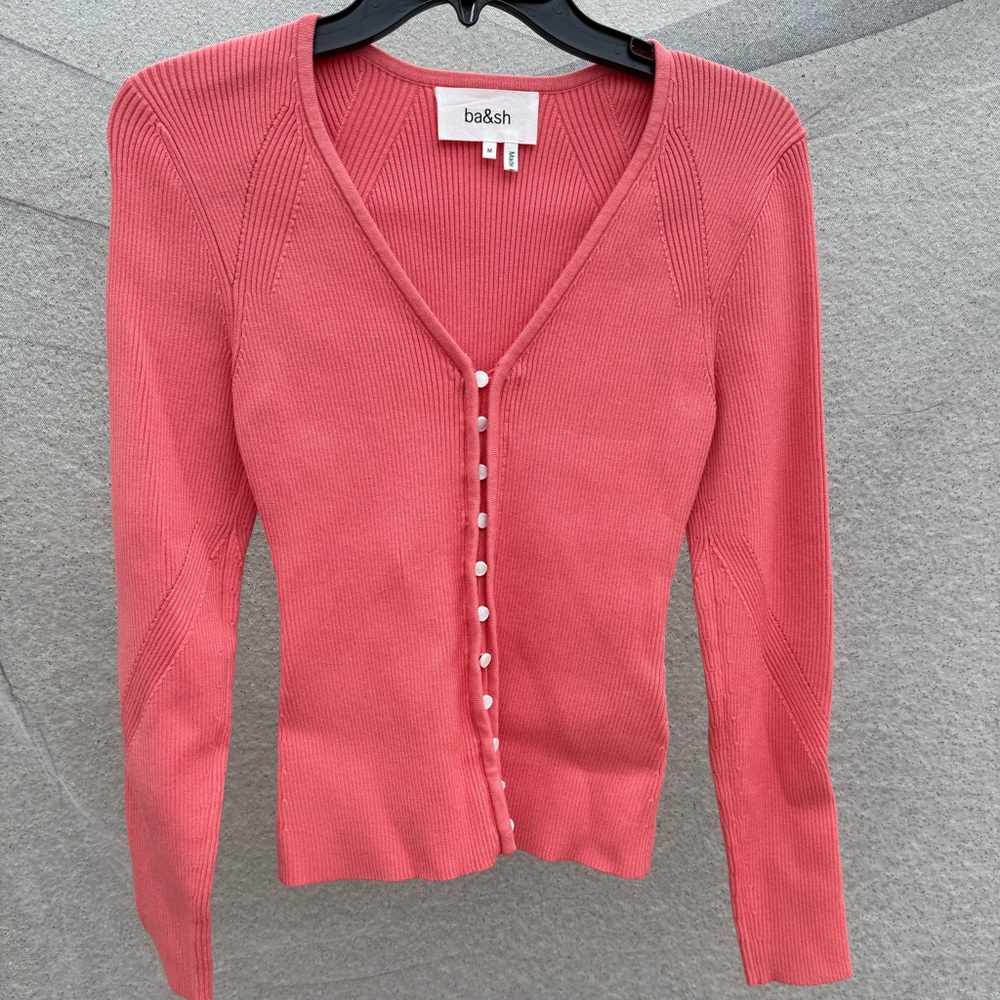 ba&sh Women's Pink Cardigan Sweater